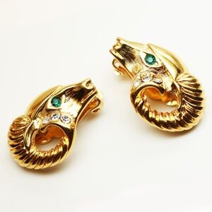 Vintage BOOKPIECE Kenneth Lane Ram's Head Earrings
